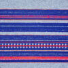Jacquard-Stoff mit Ethno-Streifen, blau-rot-grau und Silberfaden