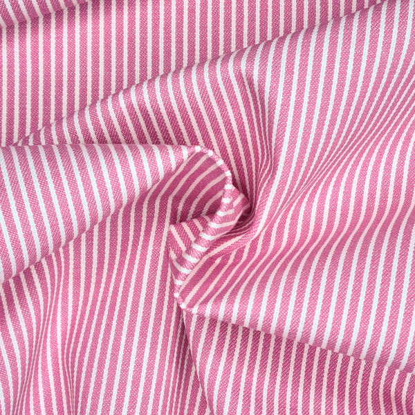 Jeansstoff Denim "Oshkosk"-Style, Streifen rosa-weiß