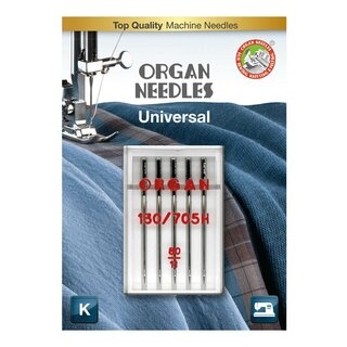 Bei der Universalnadel von Organ handelt es sich um eine Nadel mit einer normalen Rundspitze, die sich für allgemeine Näharbeiten eignet.