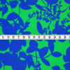 Bekleidungsstoff, Baumwollstretch, Blätterranken blau auf grün