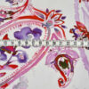 Leichter Baumwollstoff, Großes Paisley-Muster rot-lila auf Weiß