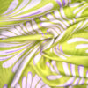Viskosestoff, Satin, grafischers Muster, grün-weiß-lila
