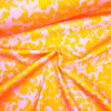 Originalstoff Burda Style, Baumwollstretch-Stoff, Blätterranken rosa-orange