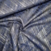 Stoffe Meterware, Jacquardstoff geometrisches Muster, marineblau-silber