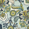 Burda Originalstoff, Viskosetwill, orientalisches Blumen- und Paisley-Muster, Grüntöne auf Cremeweiß