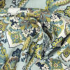Burda Originalstoff, Viskosetwill, orientalisches Blumen- und Paisley-Muster, Grüntöne auf Cremeweiß