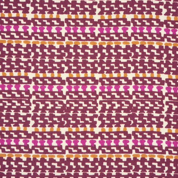 Burda Originalstoff, Baumwollstretch, kleine Ethnostreifen bordeaux-pink