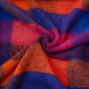 Hilco Originalstoff, Flauschiger Woll-Strickstoff, Großes Karo blau-rot-orange-lila