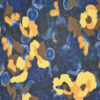 Stoffe Meterware, Viskosestoff, gelbe Blumen auf blauem Grund
