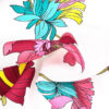 Soffe Meterware, Baumwollgewebe weiß mit pinken Blumen