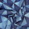 Stoffe Meterware, Viskoseprint mit Elastan, geometrisches Muster, blau-türkis