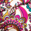 Stoffe aus Italien: Viskosesatin Ornamente & Bordüre, pink-braun-cremeweiß