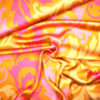 Originalstoff Burda Style, Polyester-Kreppstoff, großes Paisley, braun-pink
