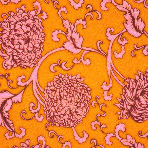 Originalstoff Burda Style, Baumwollstoff mit Blumenprint, orange-rosa