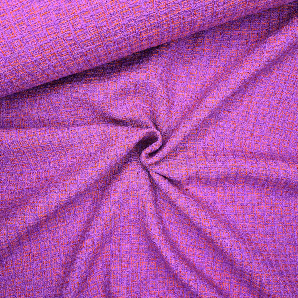 Originalstoff Burda Style, Bouclé, Vierecke lila-pink