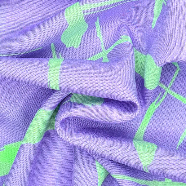 Stoffe Meterware, Viskosestoff (Challis), gemalte Linien ,violett-mint