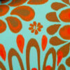 Stoffe Meterware, Polyester-Krepp, abstrakte Federn, lindgrün-orange