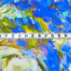 Stoffe Meterware, Viskosesatin, abstrakte Blumen, blau-türkis