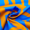 Stoffe Meterware, Baumwollstretch, gemalte Linien, blau-orange