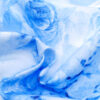 Stoffe Meterware, Baumwoll-Leinen-Mischung, romantischer Rosenprint, weiß-blau