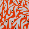 Burda Originalstoff, Viskosestoff Korallenprint, orangerot-weiß-schwarz