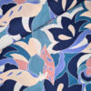 Viskosestoff Twill, abstrakter Blätterprint beige, rosa, blau, türkis