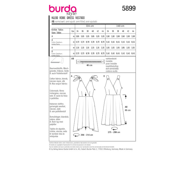 Schnittmuster Burda Style #5899 Kleid