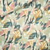 Originalstoff Burda Style 2/2023, Leinen-Baumwoll-Print mit abstrakten Blättern - rohweiß, rosa, grün, ocker