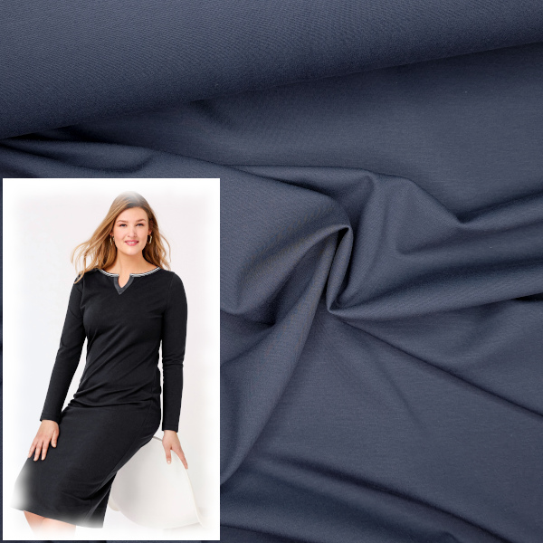 Originalstoff Burda Style 4/2023, Modell 111 Kleid, Romanit-Jersey nachtblau