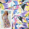 Originalstoff Burda Style 5/2023, Modell 102 Kleid, Viskosekrepp Blätterprint