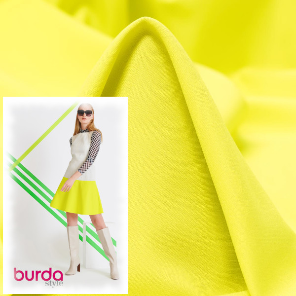 Burda Style 02/2022 Modell 114 B Kleid, Polyesterstretch neongelb
